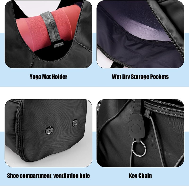 forestfish Gym Bag For Women With Yoga Mat Holder & Shoe Compartment & Wet Dry Storage Pocket & Adjustable Strap - Image 5